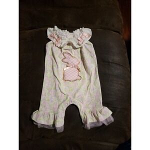 Bonnie baby spring Easter bunny floral one piece outfit size 3 6 months